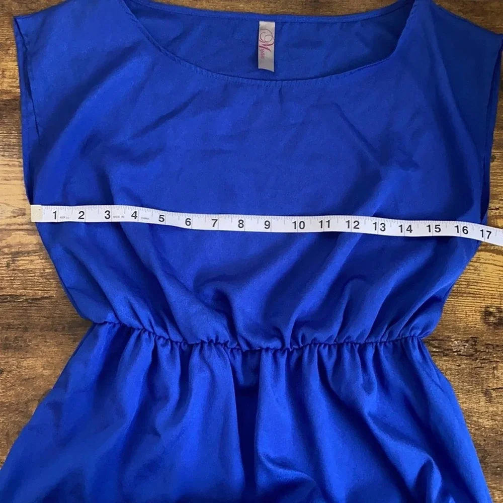 Myan Royal Blue Elastic Waist Polyester Dress Womens Size M - Picture 7 of 9